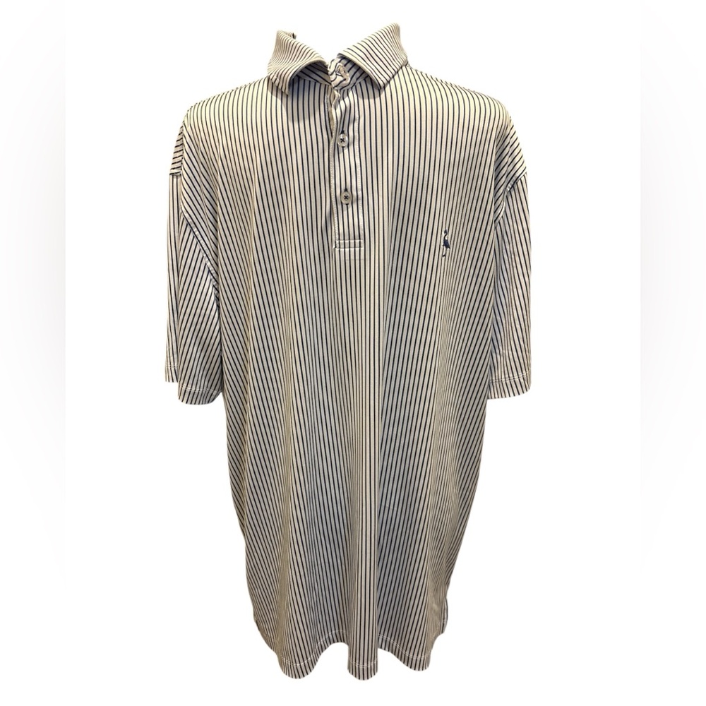 Tailorbyrd Black and White Striped Polo Shirt